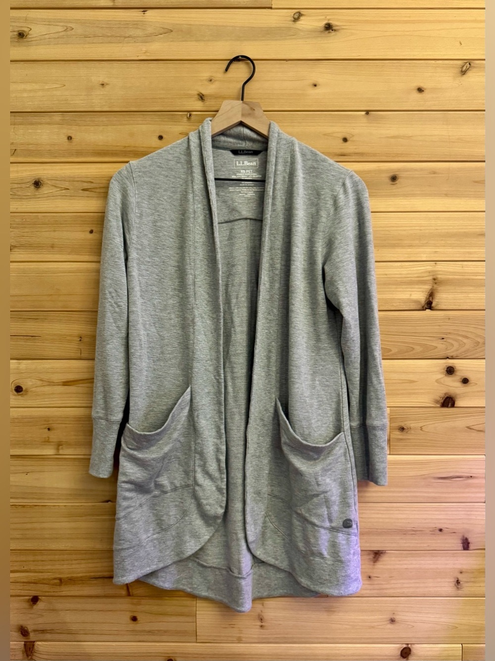 LL Bean Size XS Petite Modal Blend Open Front Cardigan Cozy Soft Pockets